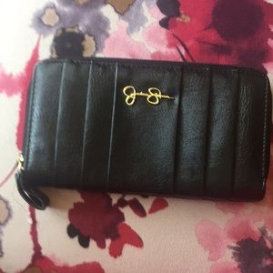 Jessica Simpson Black Pleated Wallet